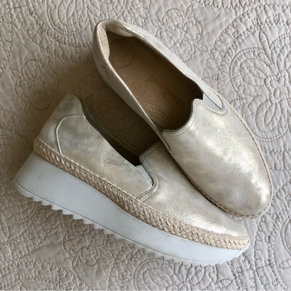 Paul Green Shoes - Paul Green metallic platform slip on sneakers | gold silver